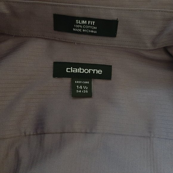 Men's Claiborne Slim Fit Button Dress Shirt - Small 14.5 - Purple Lavender - Picture 5 of 8